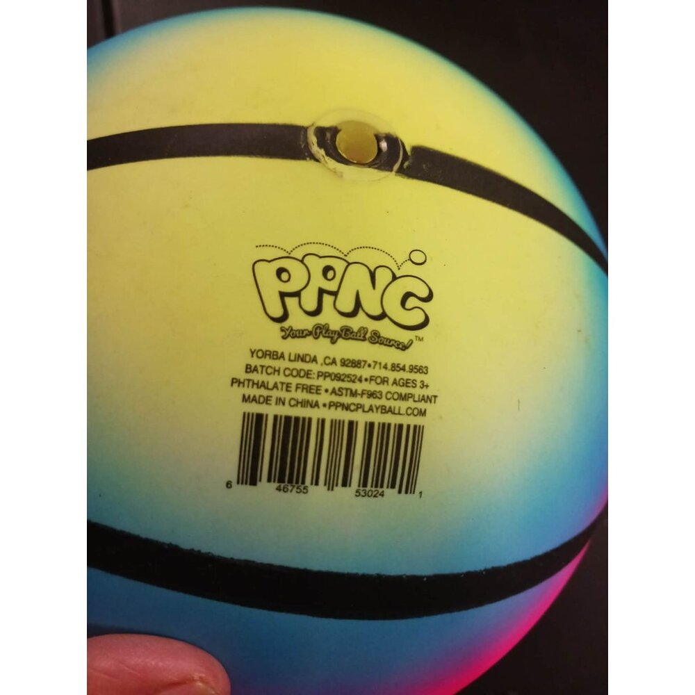 PPNC Multicolored Rubber Ball Basketball Style 8in